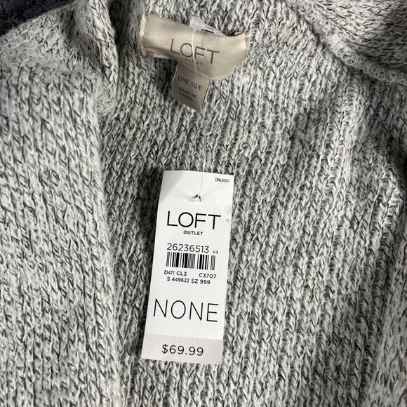 New Loft Textured Open Poncho Sweater OS One Size Neutral Minimal Heather Gray - Picture 2 of 5